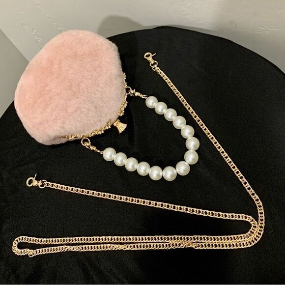 Handmade Cute Real Shearling Perfume Bottle Shaped Clutch/Wristlet/Crossbody - Picture 3 of 15